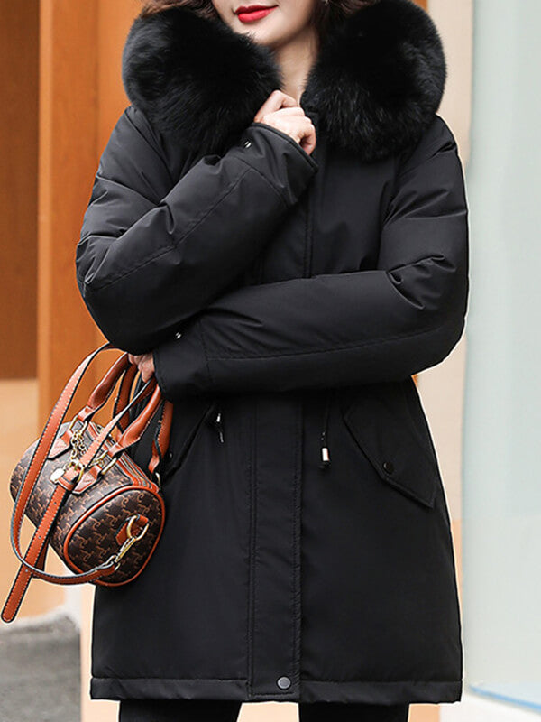 Onbely parka mi-longue doublé polaire à capuche femme hiver