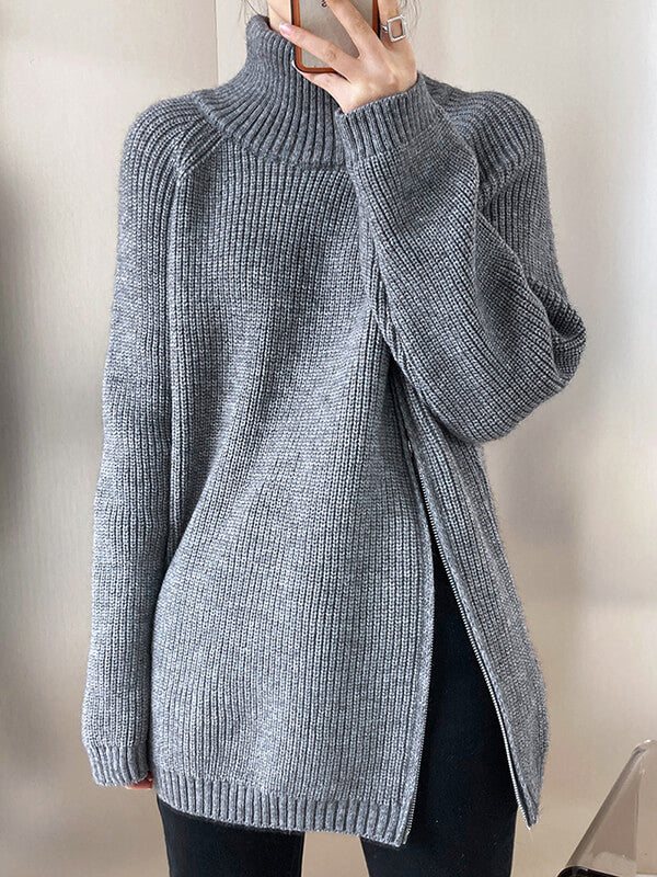 Onbely pull mode col montant fermeture éclair pour femme - onbely