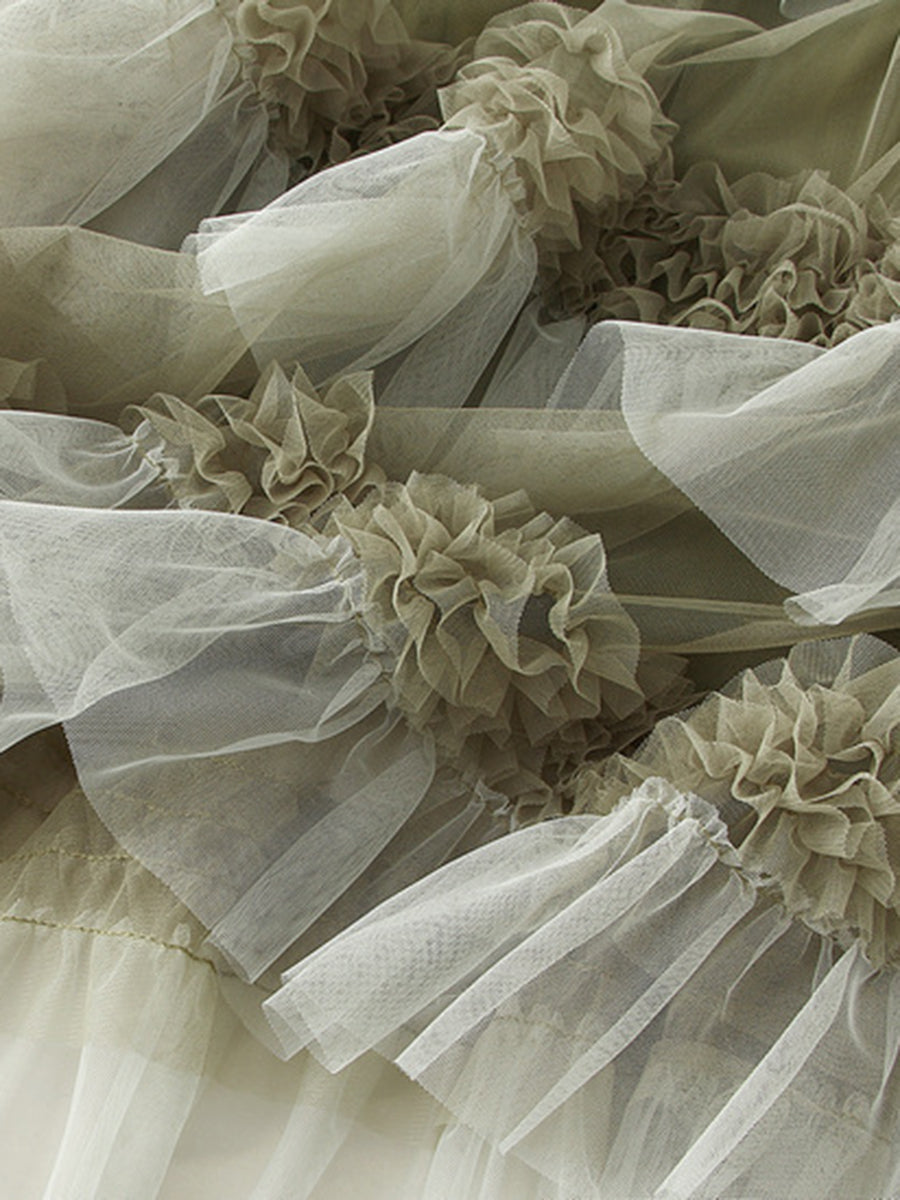 Onbely jupe à volants superposés longue tulle femme