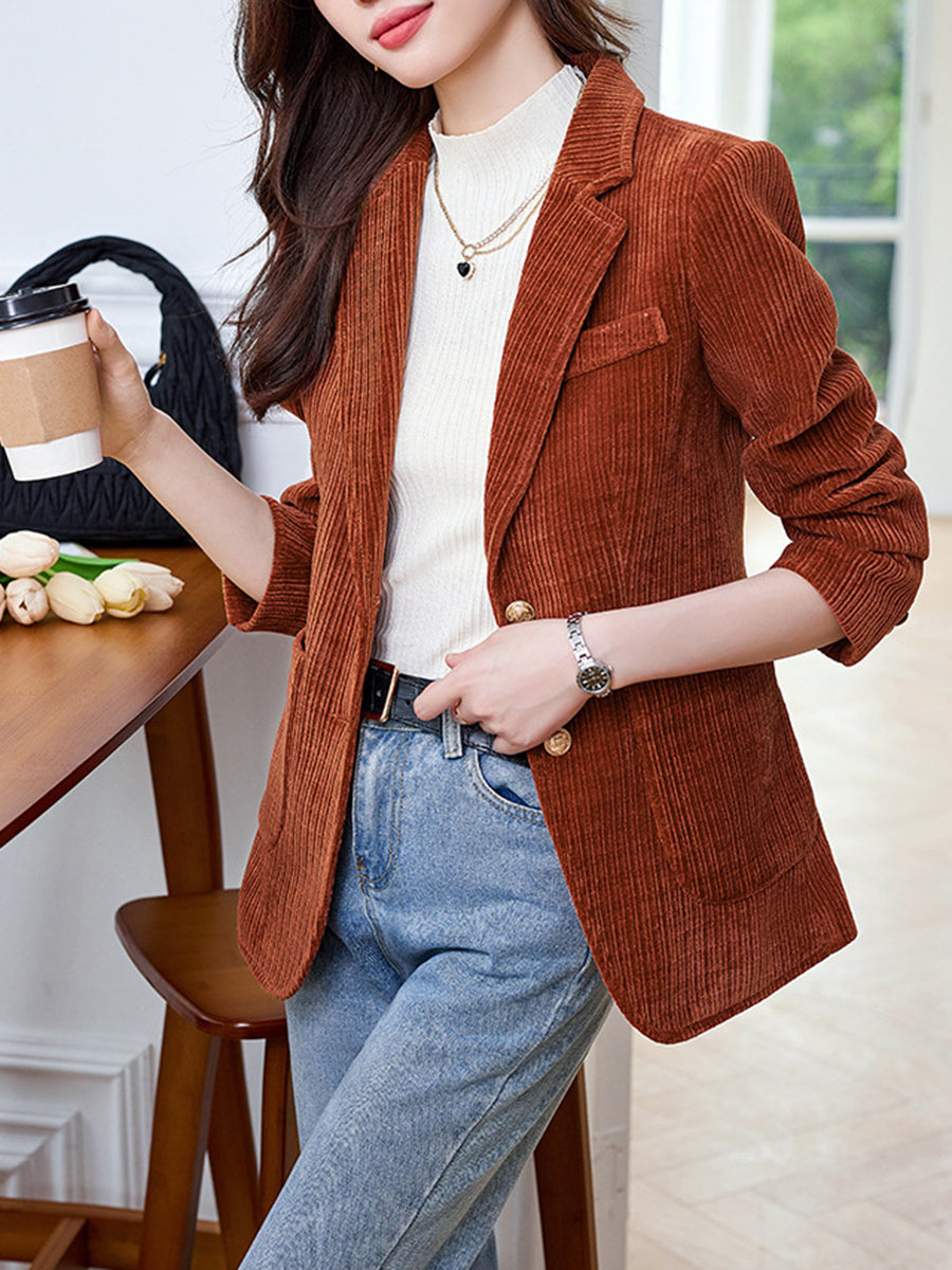Onbely blazer en velours cotelé avec poches boutonnage femme style tailleur
