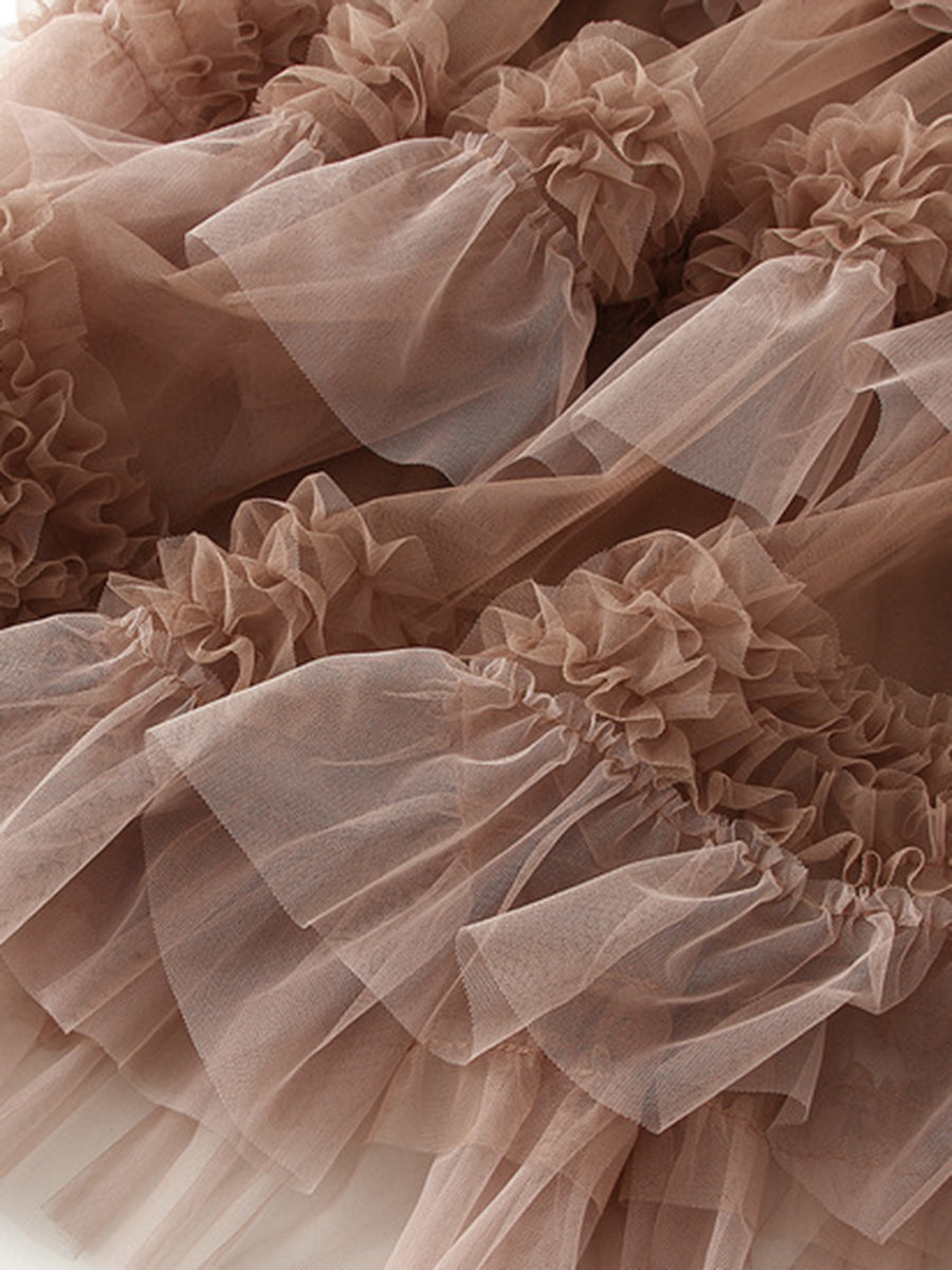 Onbely jupe à volants superposés longue tulle femme