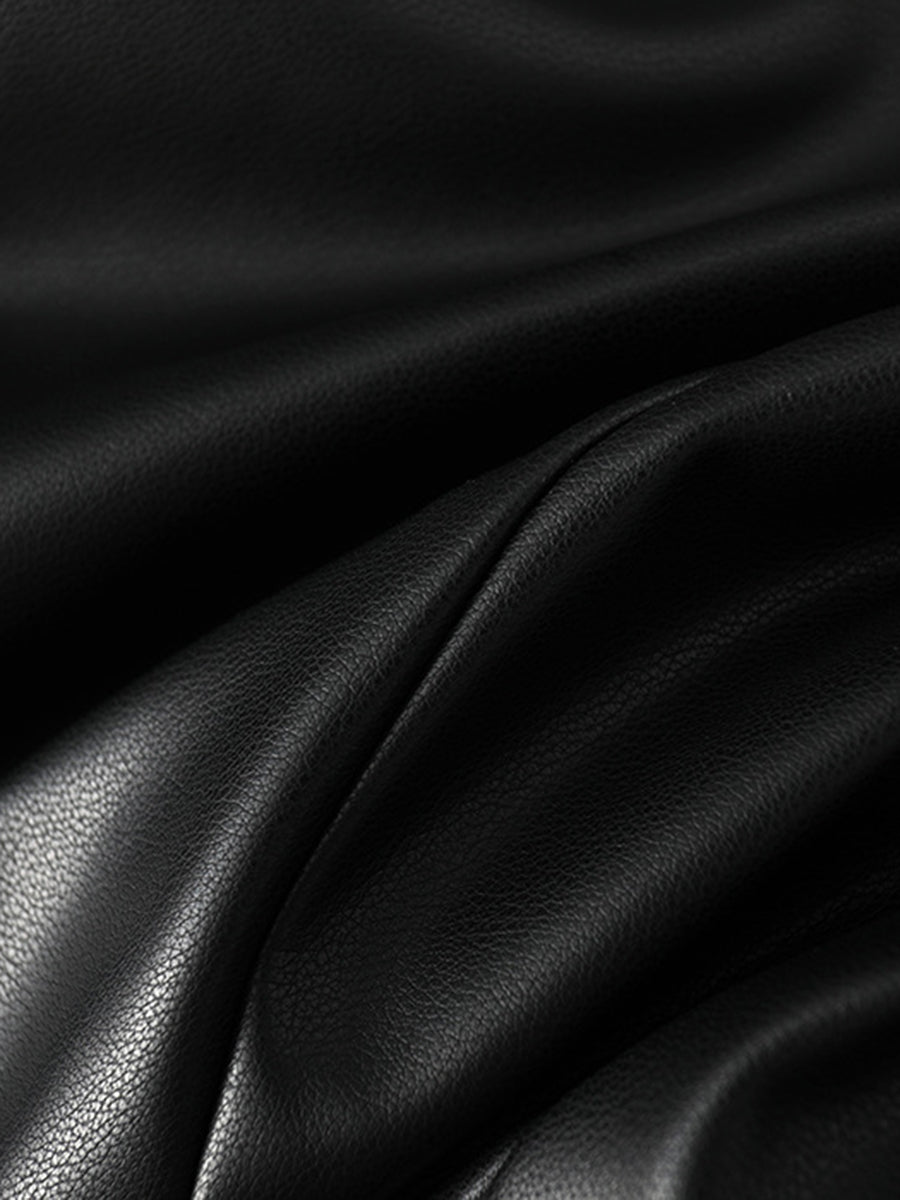 Onbely veste en cuir PU boutonnage femme mode noir