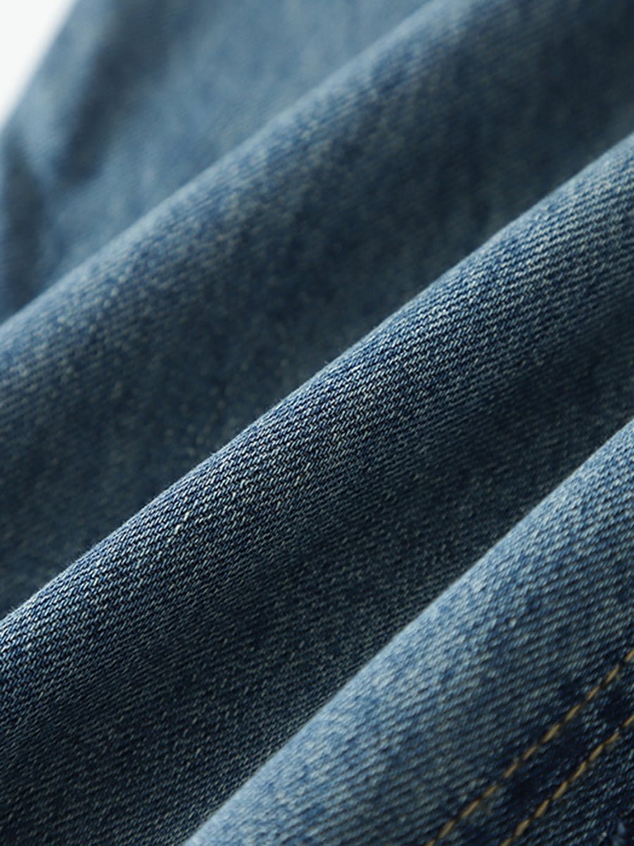 Onbely Jeans Longs Flare Évasé Vintage pour Femme avec Poches et Fermeture Éclair