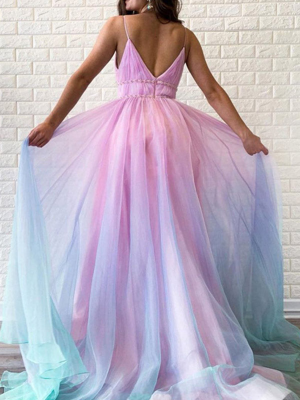 Onbely robe longue couleur dégradé bleu et rose - onbely