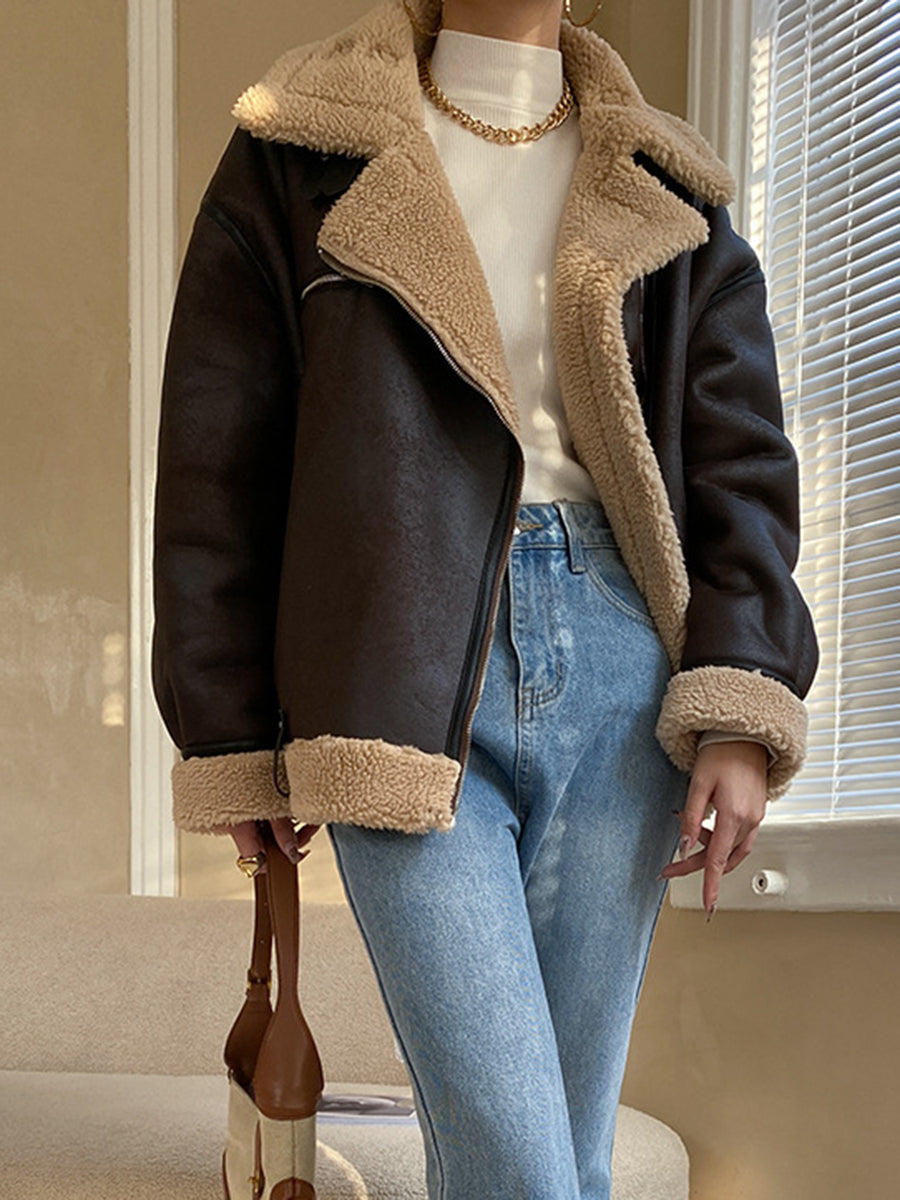 Onbely manteau aviateur avec poches pour femme mode hiver