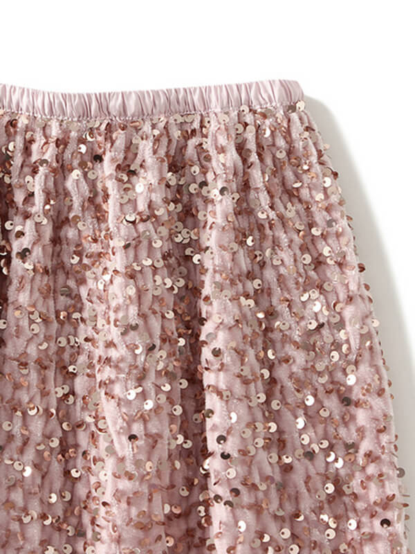 Onbely jupe longue fendu le côté velours brillante paillette femme
