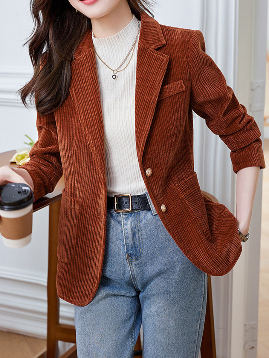 Onbely blazer en velours cotelé avec poches boutonnage femme style tailleur
