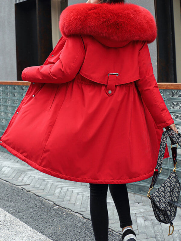 Onbely parka longue doublé polaire avec poches à capuche femme hiver