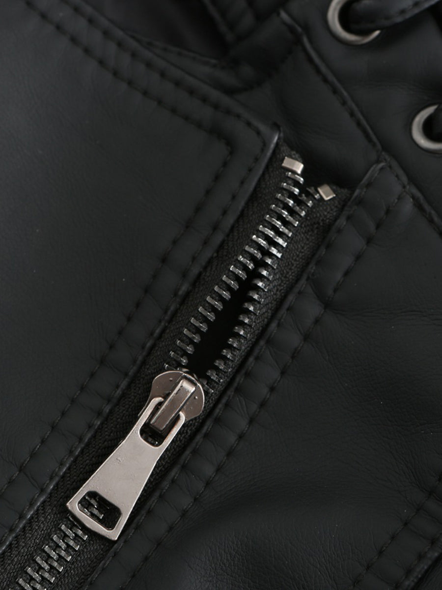 Onbely Perfecto femme en cuir PU avec poches et fermeture éclair