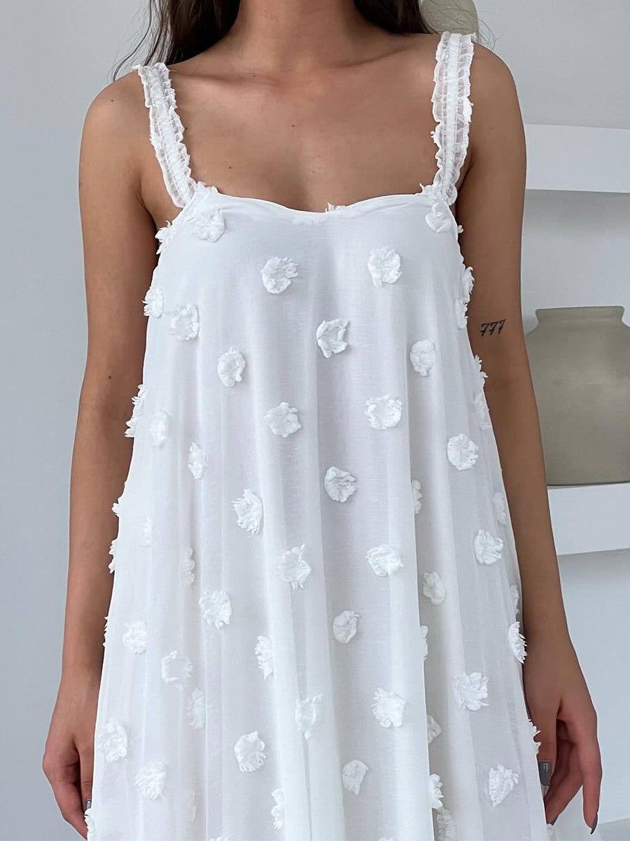 Onbely robe longue lâche à volantée bretelle décontracté vacances