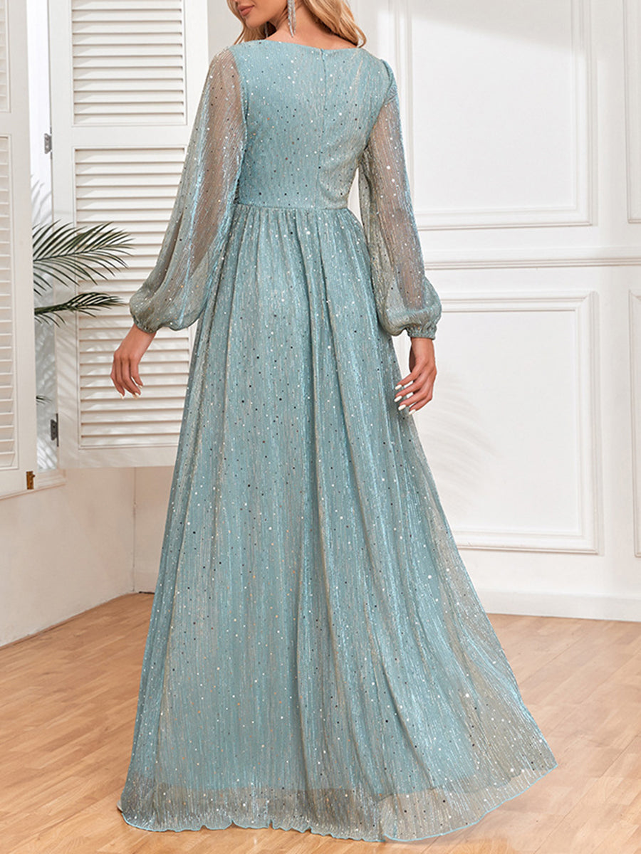 Onbely Robe de soirée maxi longue élégante avec paillettes brillantes pour un mariage femme cérémonie
