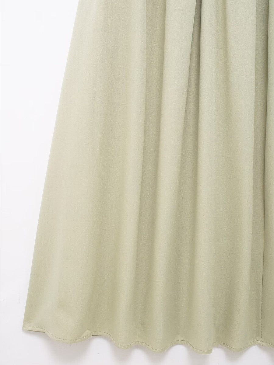 Onbely robe longue trapèze unicolore plissé col asymétrique mode tous les jours bureau