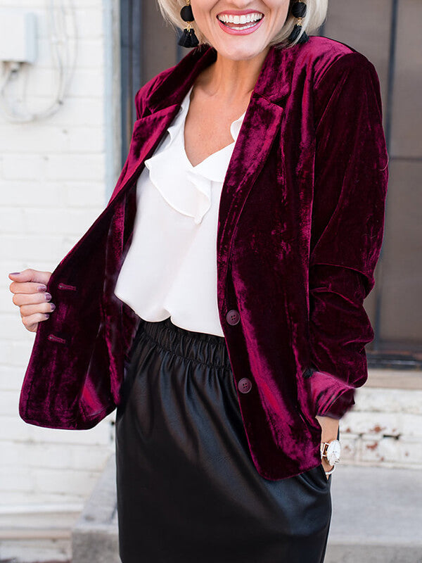 Onbely blazer en velours col revers élégant mode femme veste - onbely