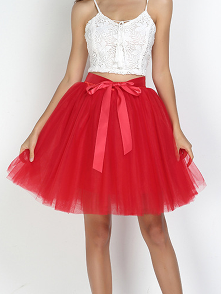 Onbely Jupe mi-longue en tulle avec ceinture élégante pour femme