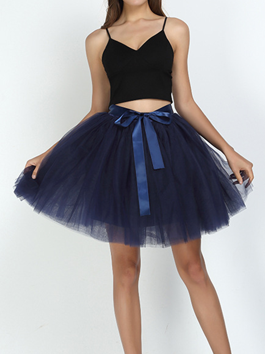Onbely Jupe mi-longue en tulle avec ceinture élégante pour femme
