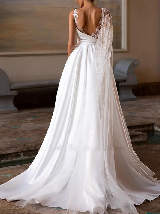 Onbely robe de mariée princesse maxi longue satin tulle élégant