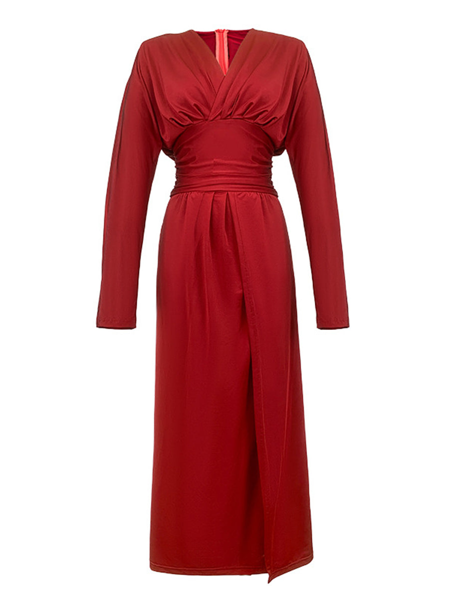 Onbely robe de soirée longue fendu le côté Col en V bal de promo élégant