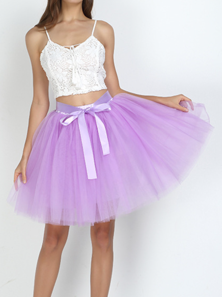 Onbely Jupe mi-longue en tulle avec ceinture élégante pour femme
