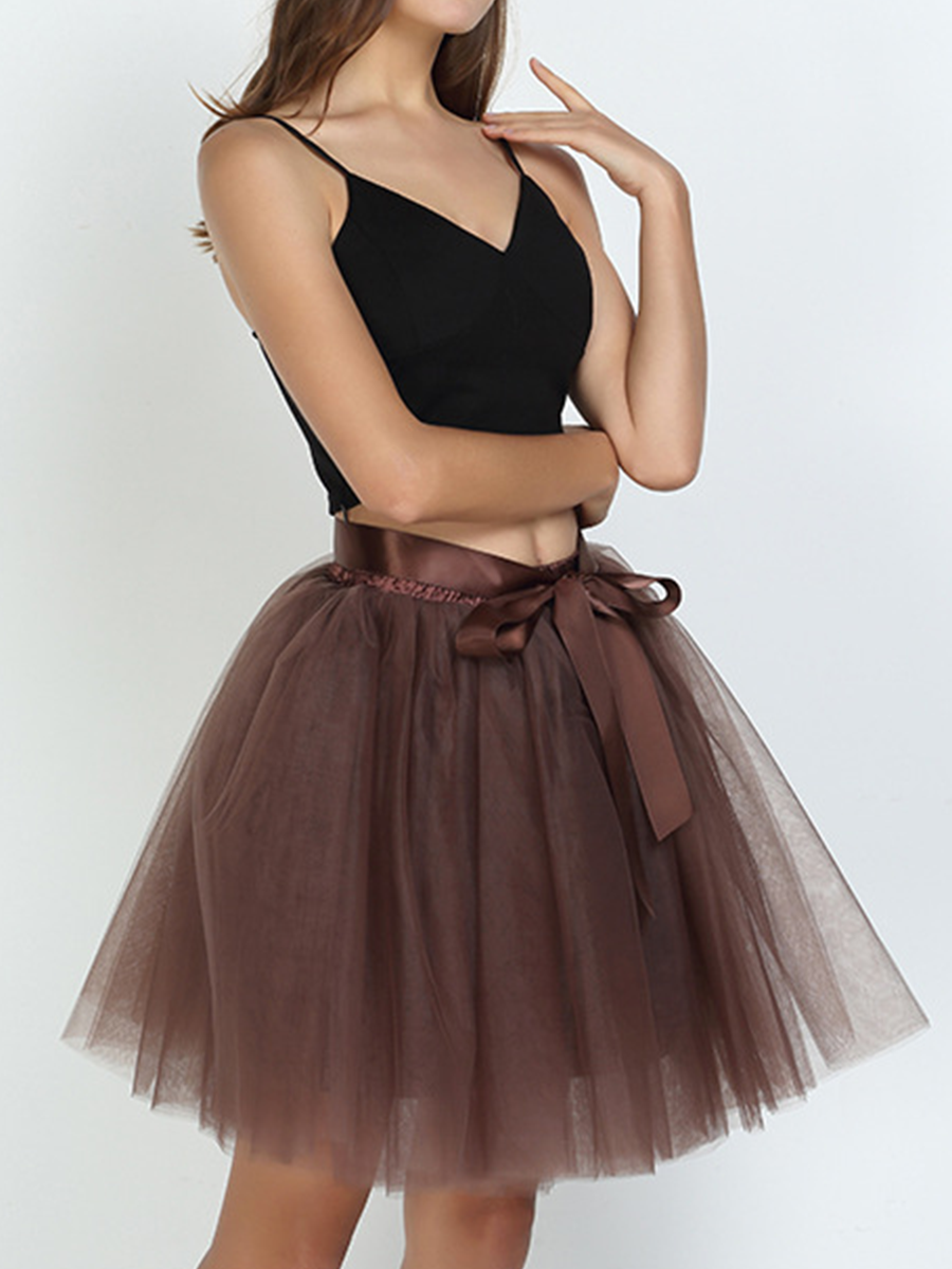 Onbely Jupe mi-longue en tulle avec ceinture élégante pour femme