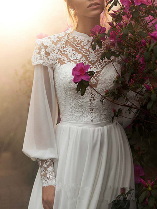 Onbely robe maxi longue de mariée princesse manches longues vintage