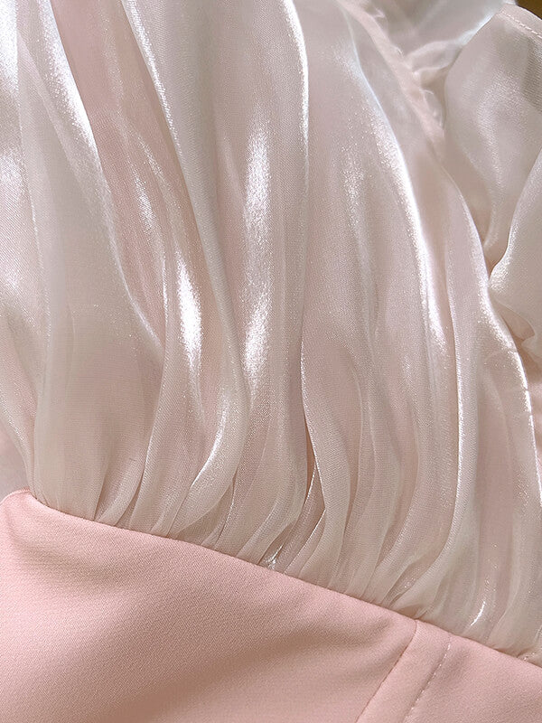 Onbely robe longue de bal organza rose licou doux - onbely