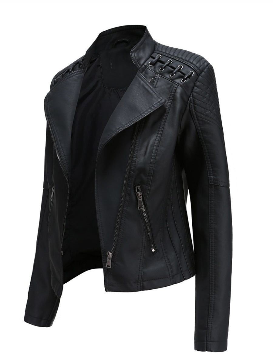 Onbely Perfecto femme en cuir PU avec poches et fermeture éclair