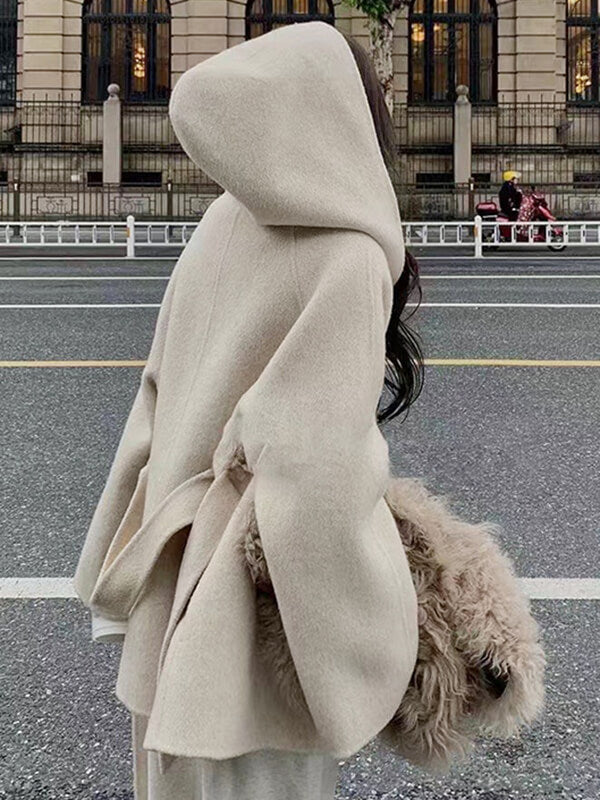 Onbely manteau en laine à capuche femme - onbely