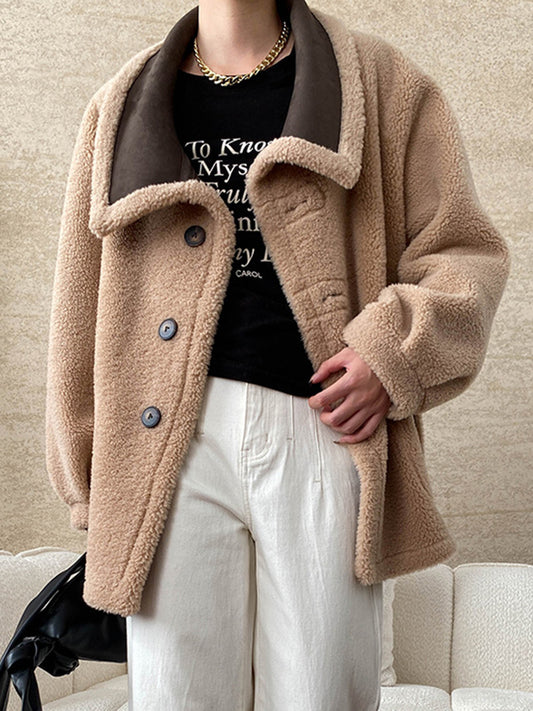 Onbely manteau aviateur réversible boutonnage col revers pour femme