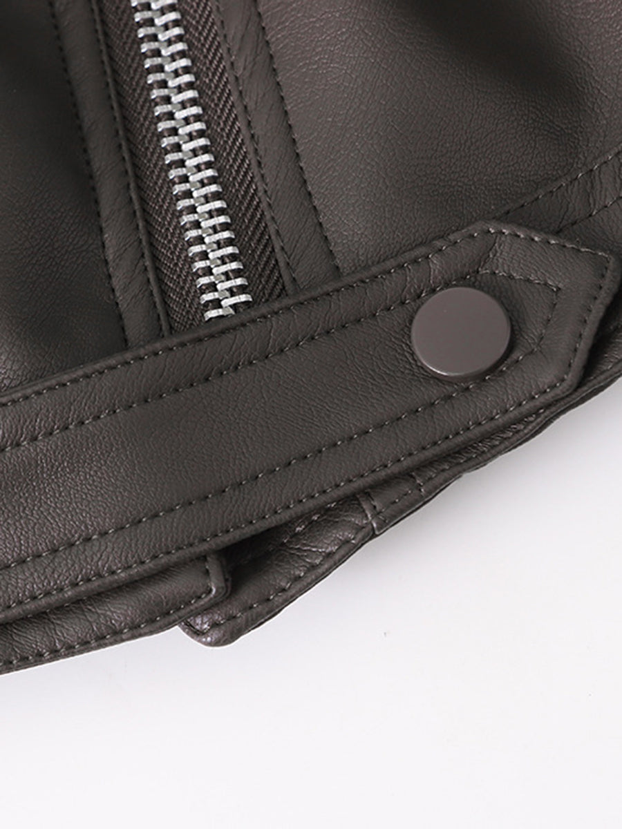 Onbely Perfecto femme en simili cuir court avec poches et fermeture éclair