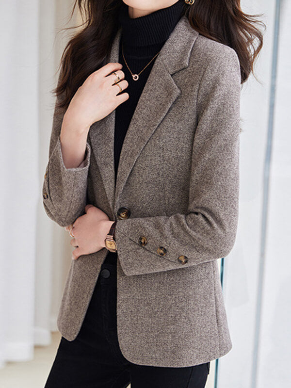 Onbely blazer avec poches boutons col revers femme mode style tailleur - onbely