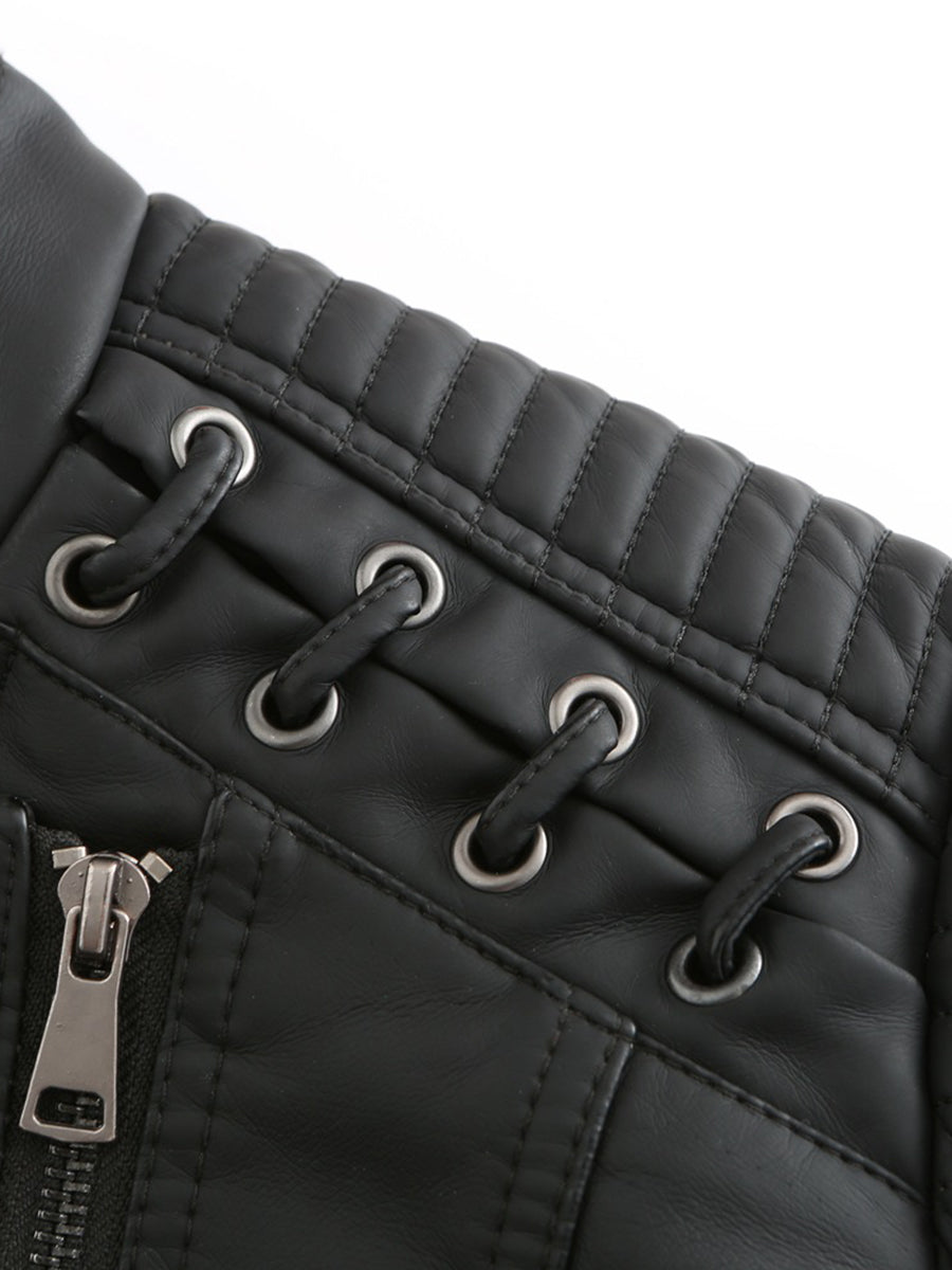 Onbely Perfecto femme en cuir PU avec poches et fermeture éclair