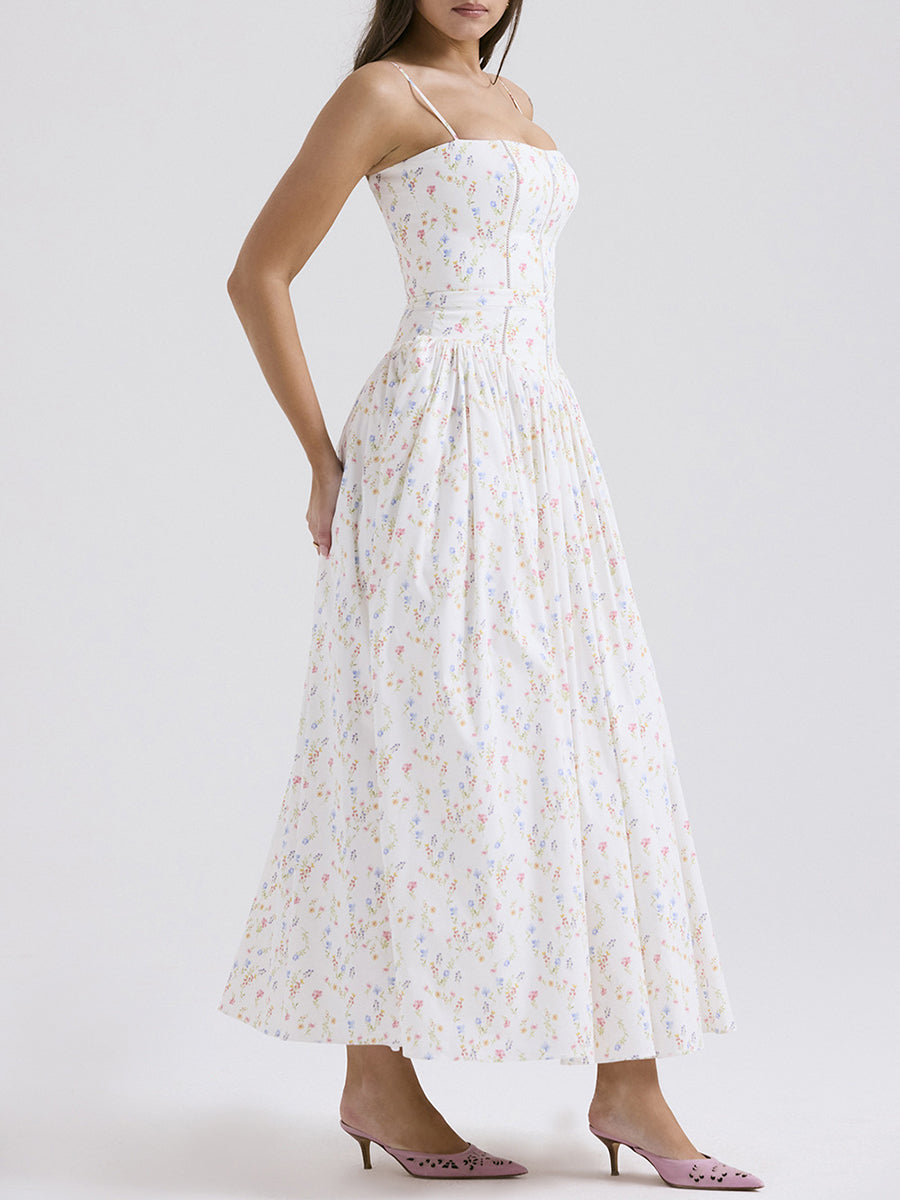 Onbely robe de soirée longue à fines brides imprimé à fleurie bal de promo
