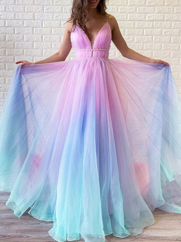 Onbely robe longue couleur dégradé bleu et rose - onbely