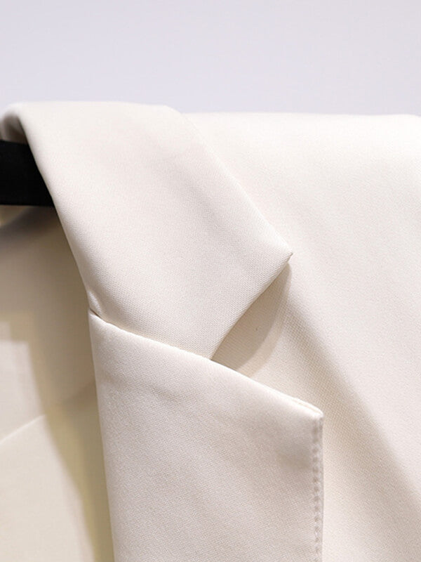 Onbely robe blazer longue plissé avec ceinture femme mode blanche