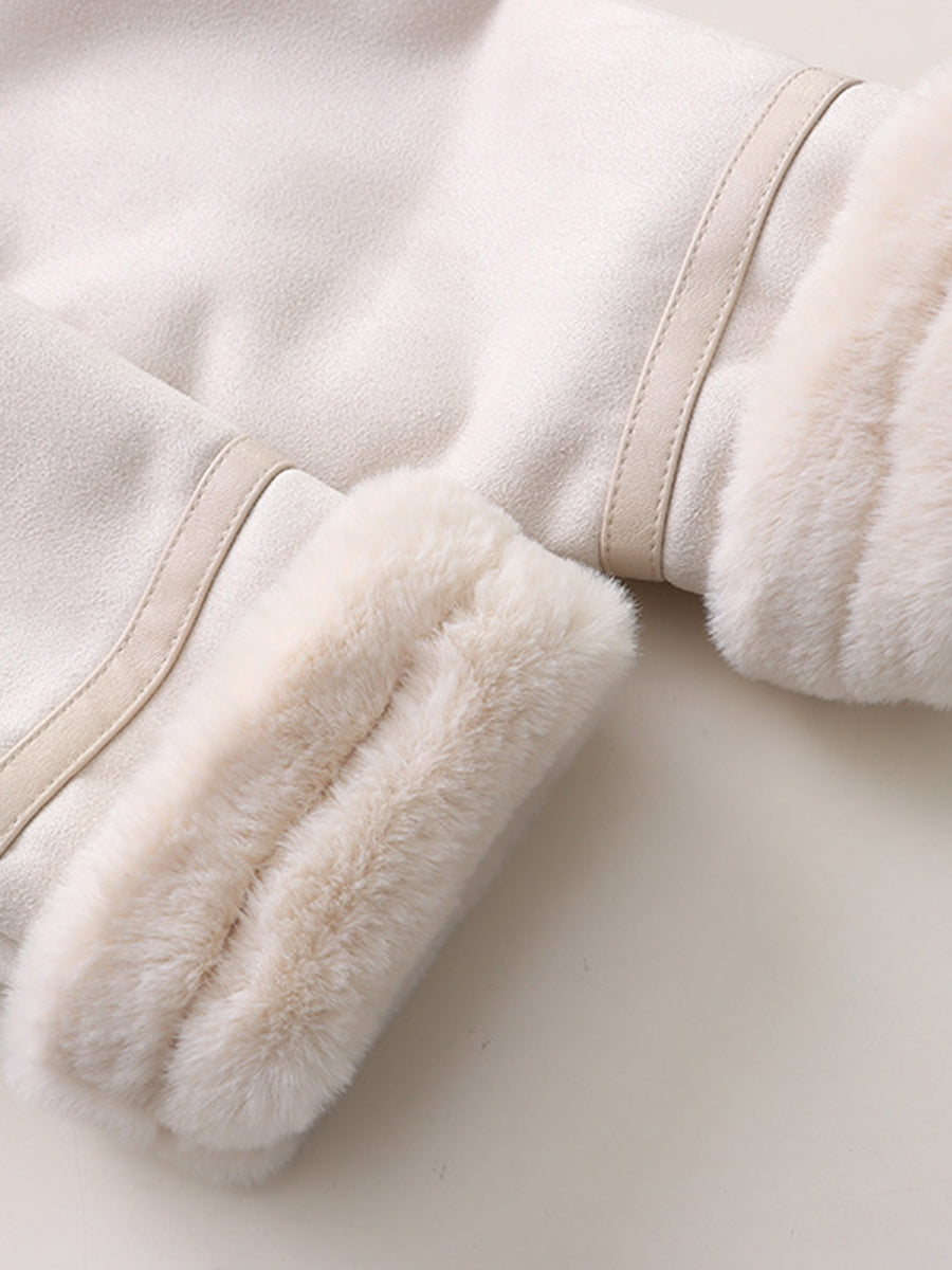 Onbely manteau aviateur en suédine doublé polaire femme hiver mode