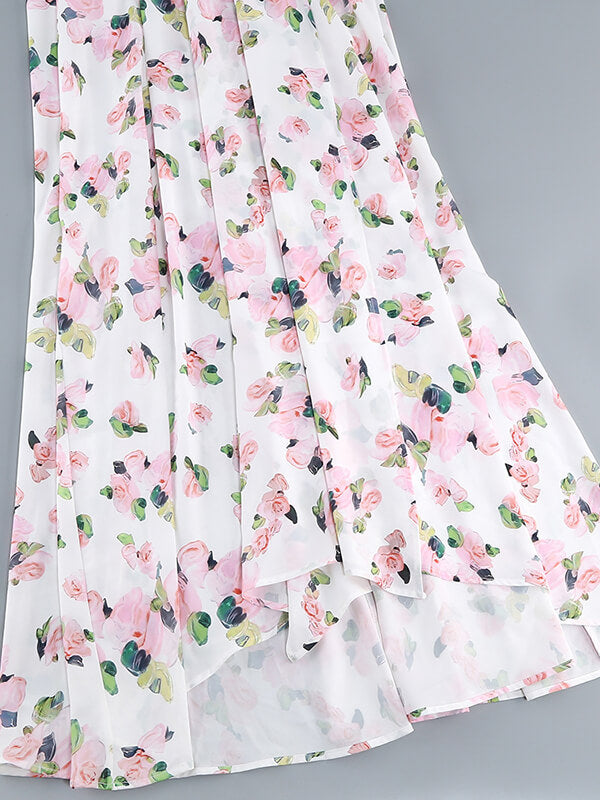 Onbely robe maxi longue imprimé à fleurie bustier fendu le côté - onbely