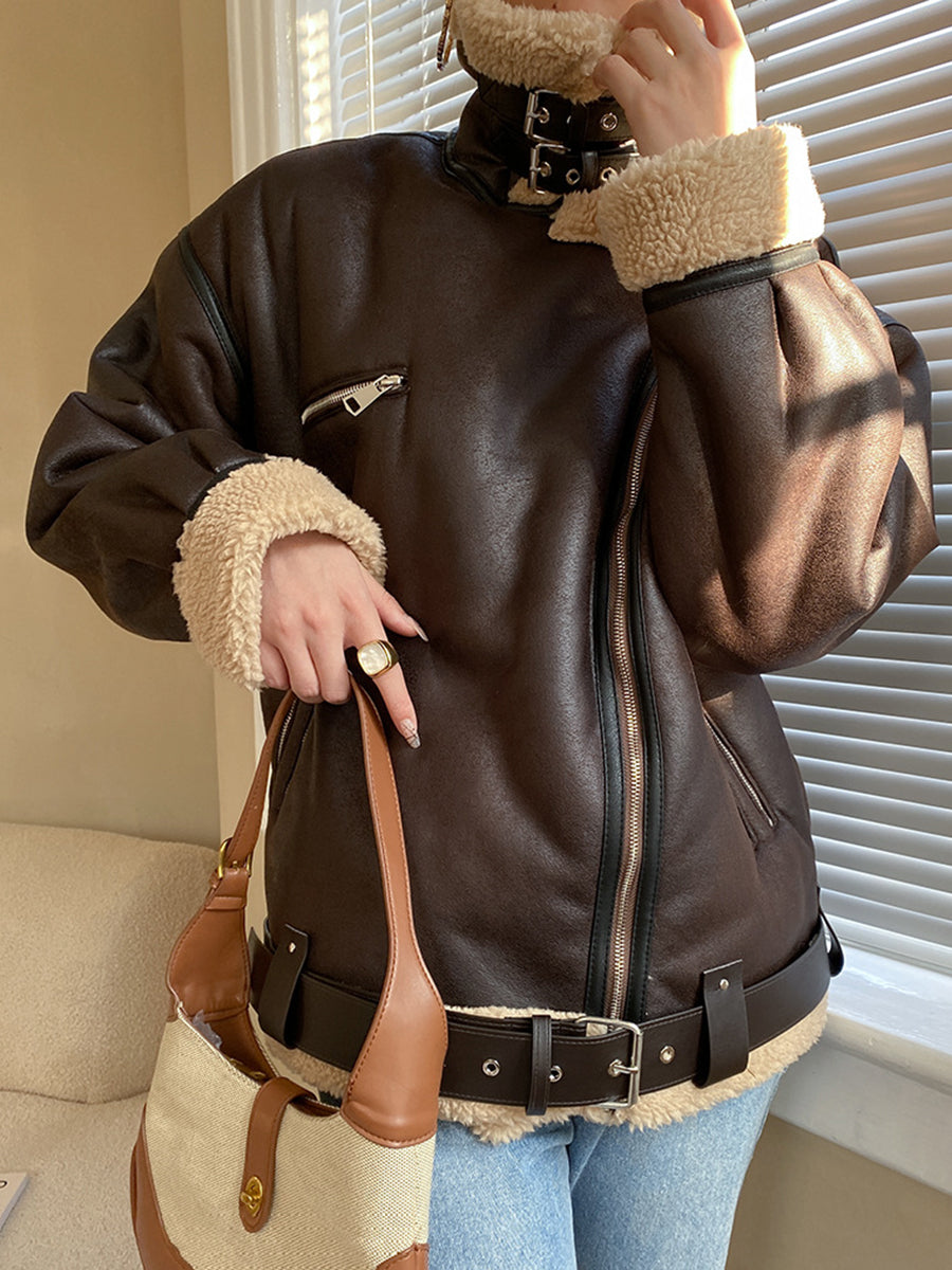 Onbely manteau aviateur avec poches pour femme mode hiver
