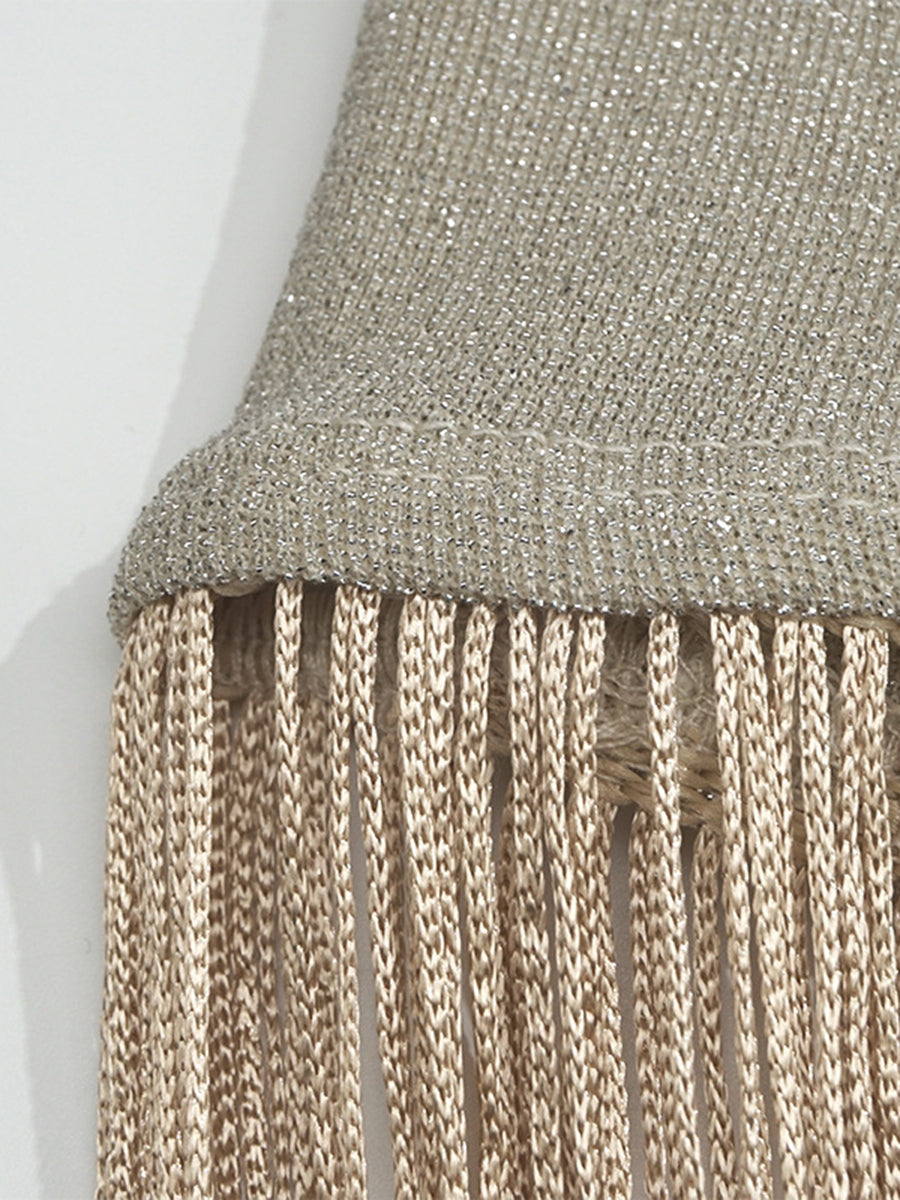 Onbely mi-longue robe brillante paillette à fines brides dos nu cocktail