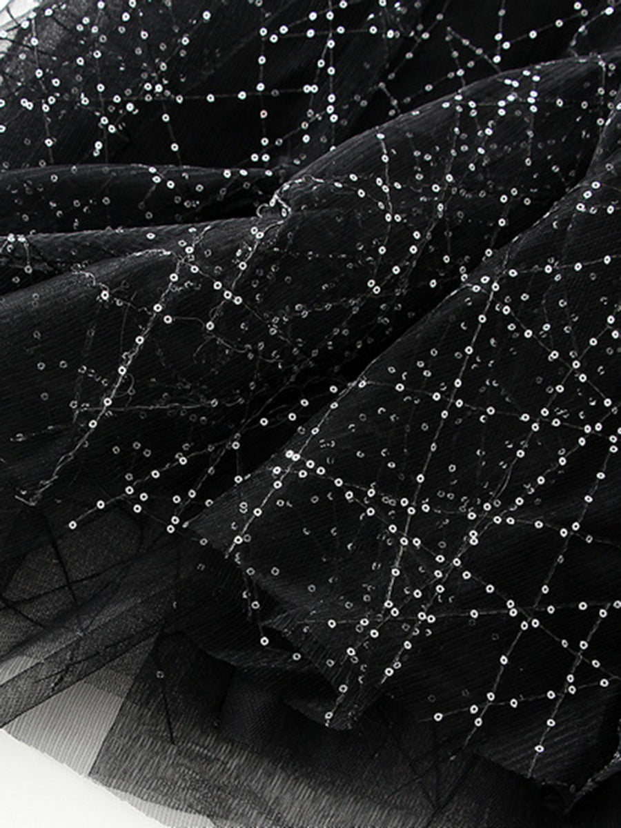 Onbely jupe longue tulle brillante paillette femme mode