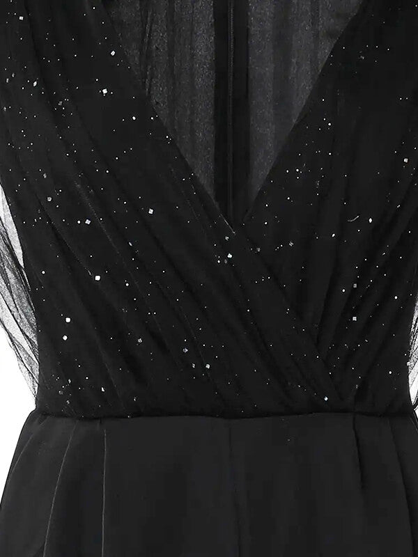 Onbely robe de soirée longue fendue sur le côté en paillettes brillantes à volants pour un mariage femme cérémonie