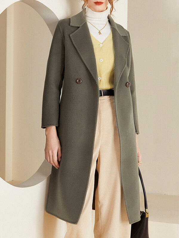 Onbely mi-longue manteau en laine avec poches femme casual mode
