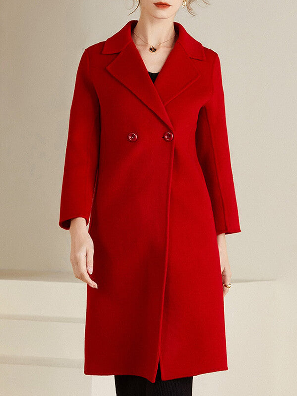 Onbely mi-longue manteau en laine avec poches femme casual mode