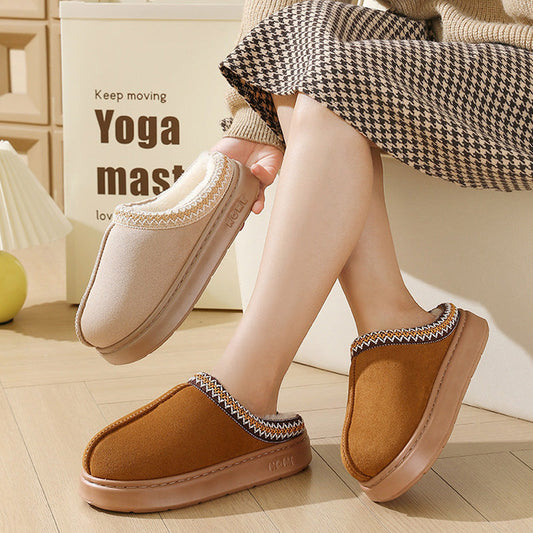 Chaussons Unisexe en Daim – Doublure en Polaire Moelleuse Chaude, Confort Antidérapant