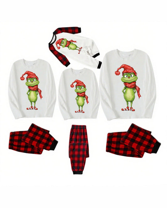 Grinch Sparkle - Pyjamas de Noël familiaux à carreaux rouges