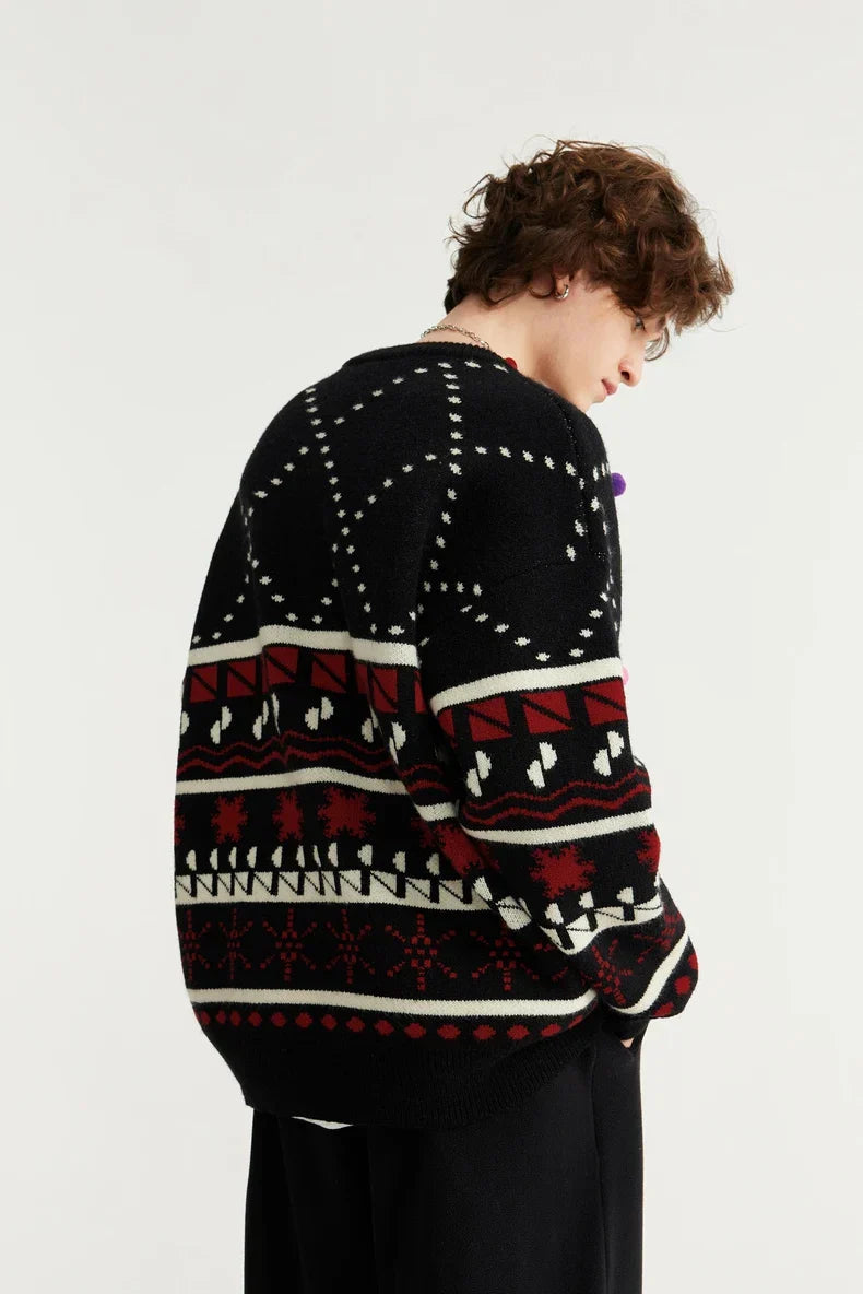 Pull de Noël tricoté à motif de neige