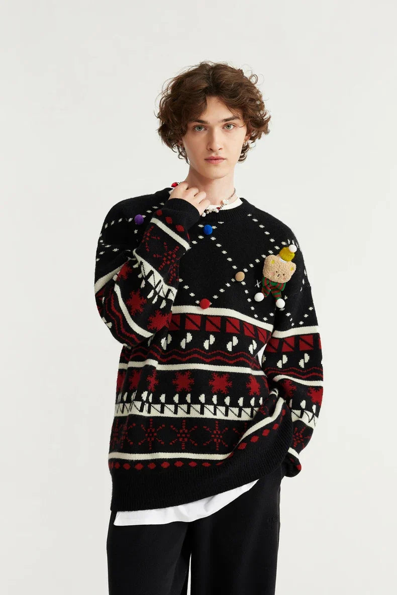Pull de Noël tricoté à motif de neige