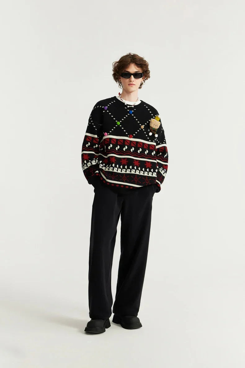 Pull de Noël tricoté à motif de neige