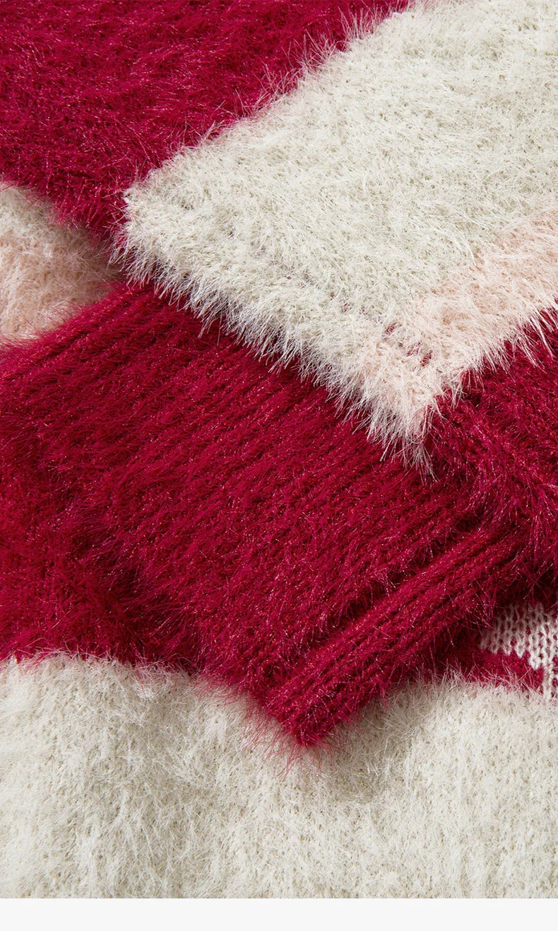 Pull de Noël tricoté à rayures et flocons de neige