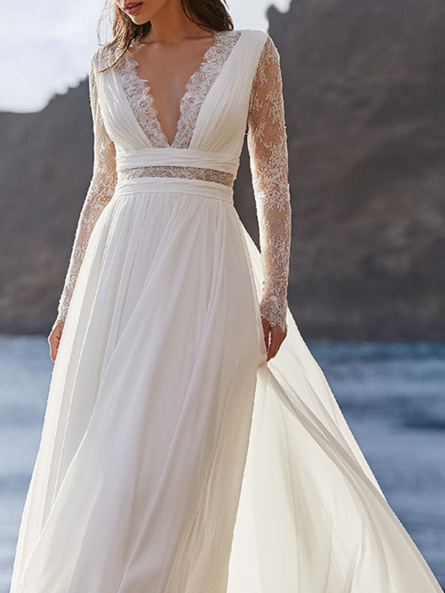Onbely robe maxi longue de mariée princesse dentelle bohème