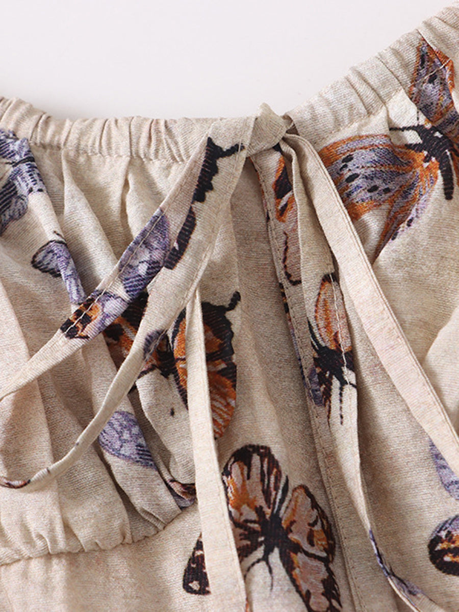 Onbely Robe longue à imprimé papillon avec fines bretelles